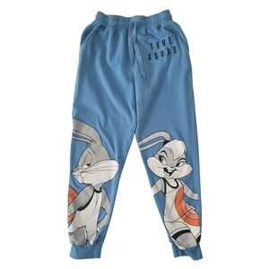 Looney Tunes Jogger Sweat Pants Women M Y2K Space Jam Bugs & Lola Bunny Blue